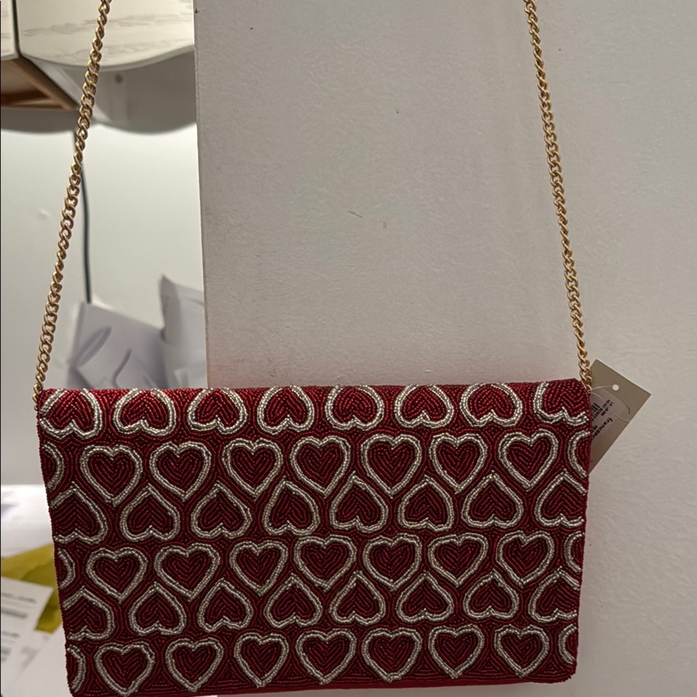 Chic Red and Gold Geometric Clutch